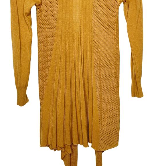 DREAMERS Waterfall Cardigan Sweater Open Front Ribbed-Knit Mustard Yellow Size L - Picture 4 of 10